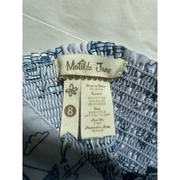 Matilda Jane Boardwalk sundress blue pink button smocking sleeveless Size 8 - Picture 7 of 7